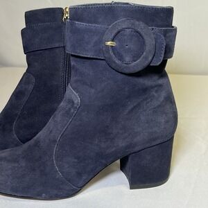 Nine West Quilby Women's Sz‎ 6M Shoes Navy Suede Zip Comfort Blue Ankle Boots